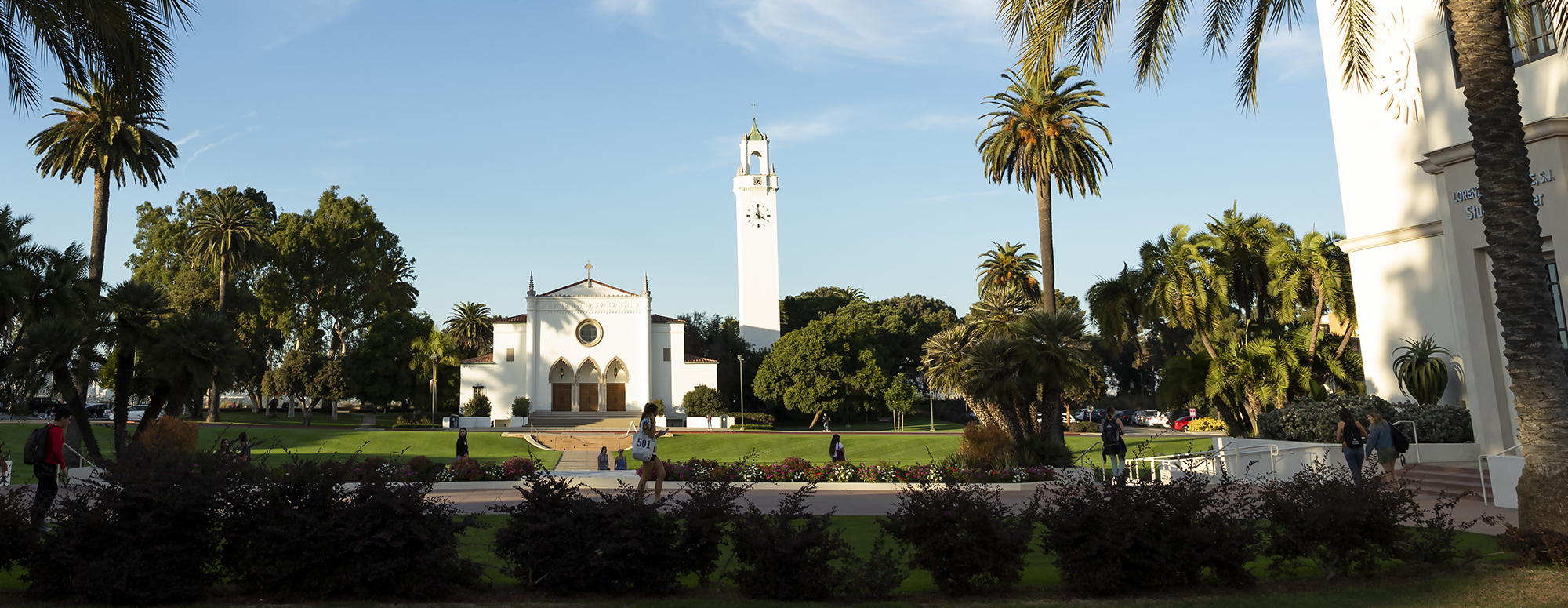 LMU Sacred Heart Chapel from a distance.