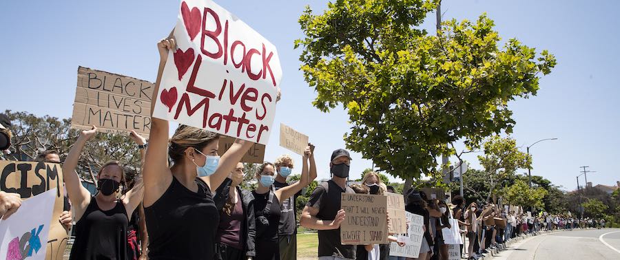 Black Lives Matter supporters demonstrating at LMU