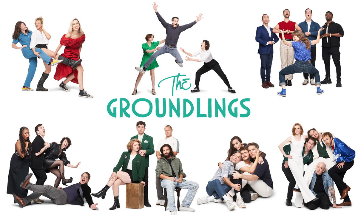 Pictures of various small groups of actors part of The Groundlings improv group