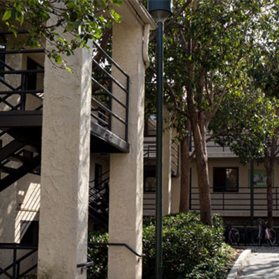 Exterior shots of Hannon Apartments inner court yard